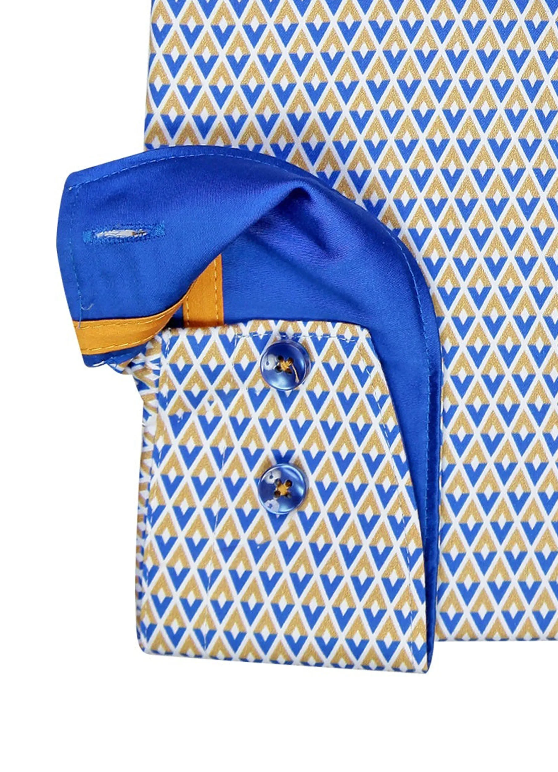 Azure Geometric Elegance Dress Shirt
