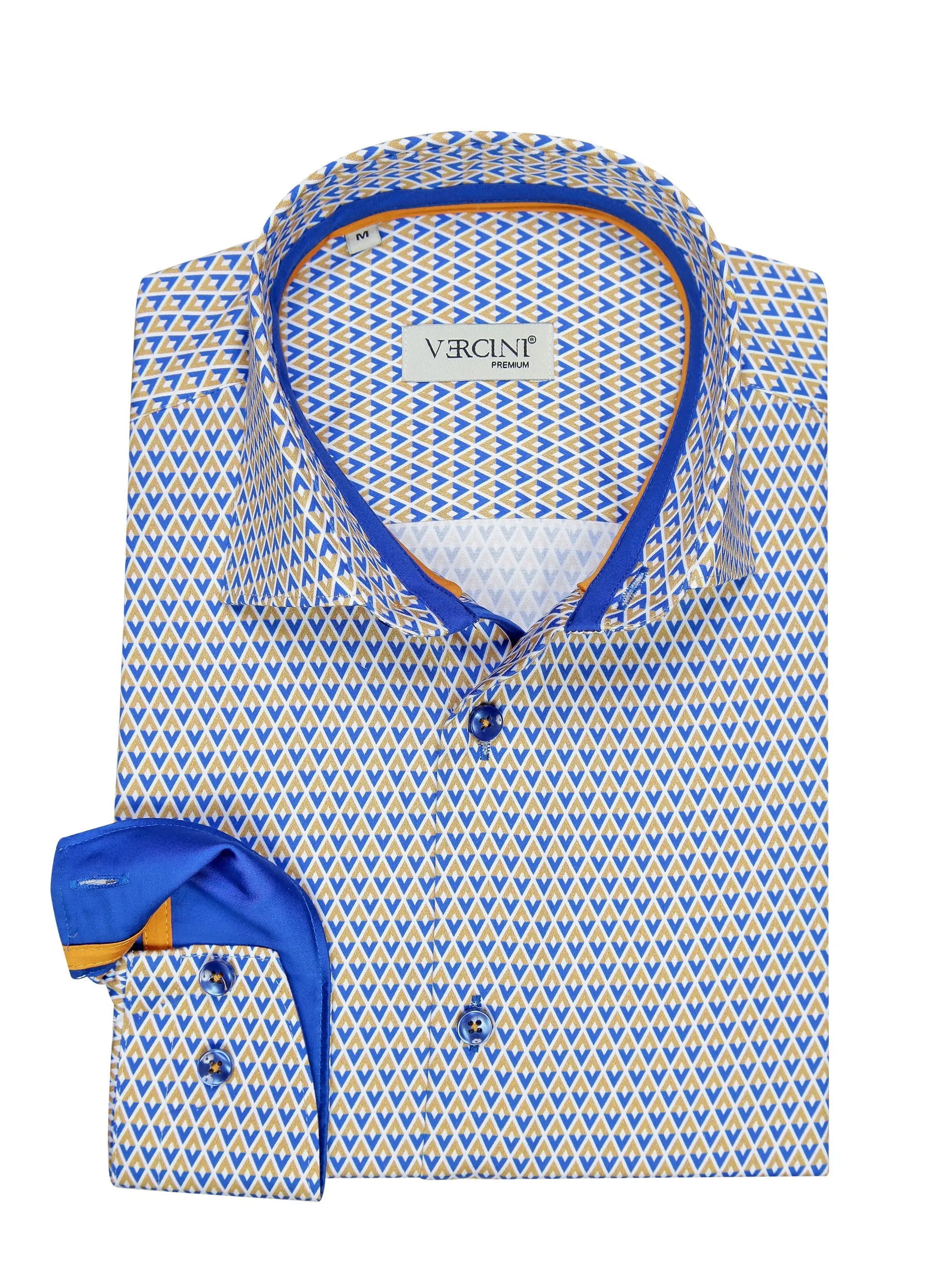 Azure Geometric Elegance Dress Shirt