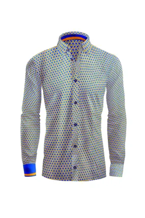 Azure Geometric Elegance Dress Shirt