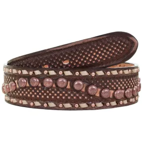 B1032 - Brown Vintage Studded Belt