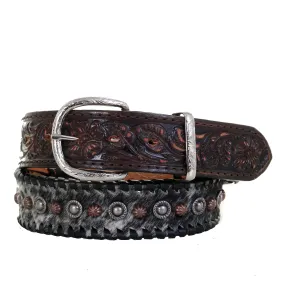 B1085 - Salt and Pepper Hair Studded Belt