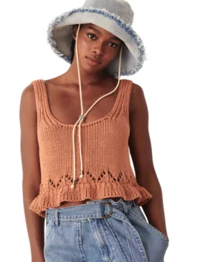 ba&sh Sena Knit Crop Tank- Apricot