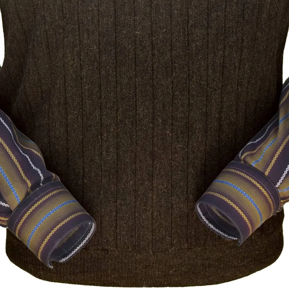 Baby Alpaca 'Links Stitch' Ribbed Zip-Neck Sweater Vest in Pine Heather by Peru Unlimited