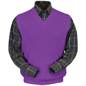 Baby Alpaca 'Links Stitch' V-Neck Sweater Vest in Lilac Heather by Peru Unlimited