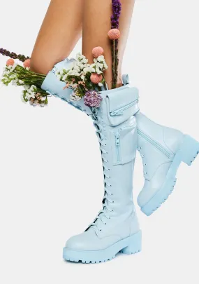 Baby Blue Obsidian Pocket Combat Boots