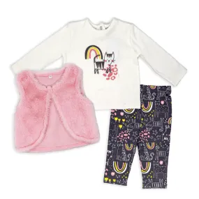 Baby Girl's Jogger and Vest Set - Kitty Rainbow