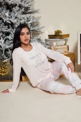 Baby Its Cold PJ Jogger Set - Pink/combo