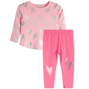 💘Baby Thermal Swing Top and Legging Set - Silver Foil Hearts - Love