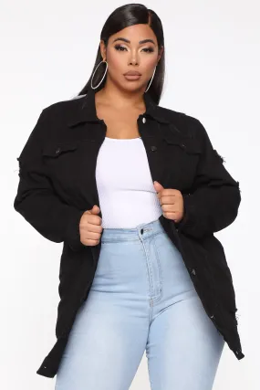 Back Stage Denim Trucker Jacket - Black