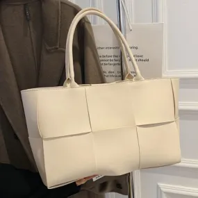 Back to College Luxury Brand Large Weave Tote bag 2021 Winter New High-quality PU Leather Women's Designer Handbag High capacity Shoulder Bags