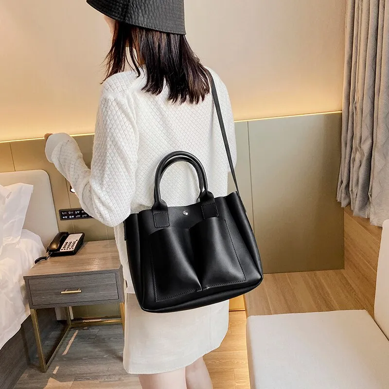 Back to College OLSITTI Double Pocket Small PU Leather Crossbody Bags For Women 2020 Solid color Shoulder Handbags Female Totes Lady Hand Bag