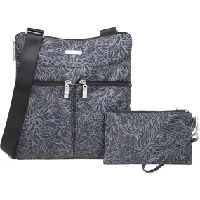 Baggallini Horizon Crossbody Midnight Blossom Nylon