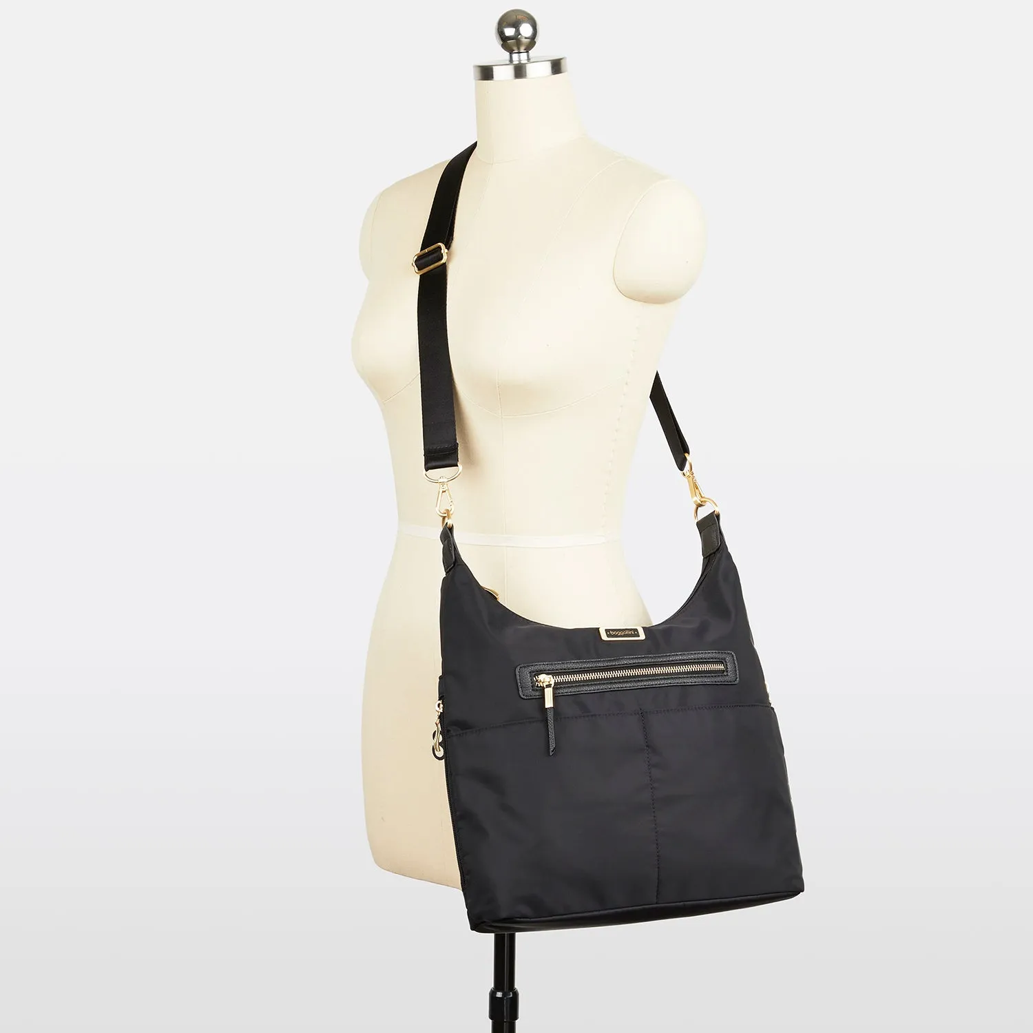 Baggallini Samantha Hobo Black Nylon