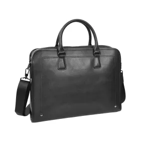 Bagify Genuine Leather Cross-Body Travel Briefcase Black