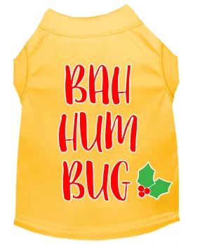 Bah Humbug Screen Print Dog Shirt Yellow Sm