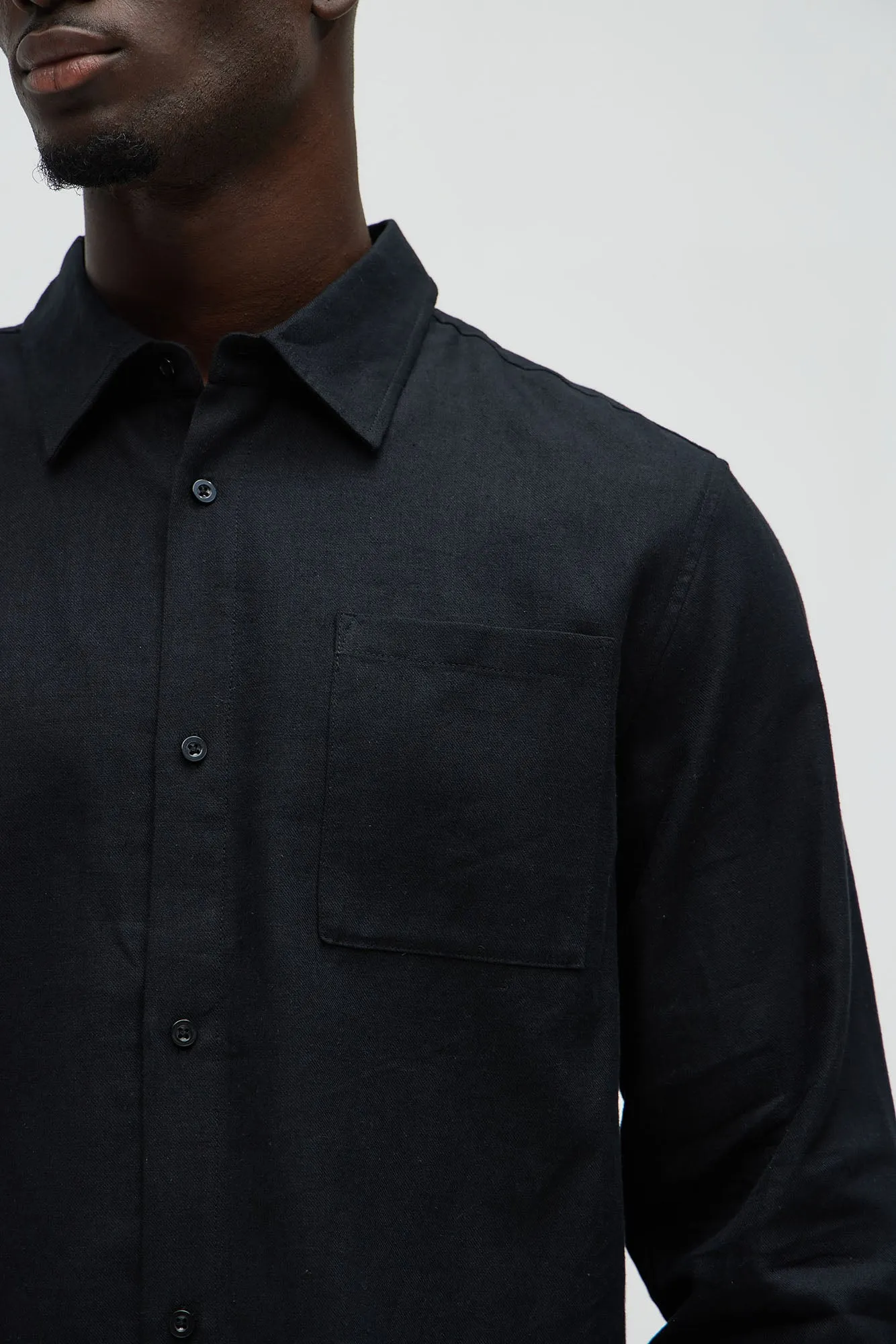 Bahamas Linen Long Sleeve Shirt - Black