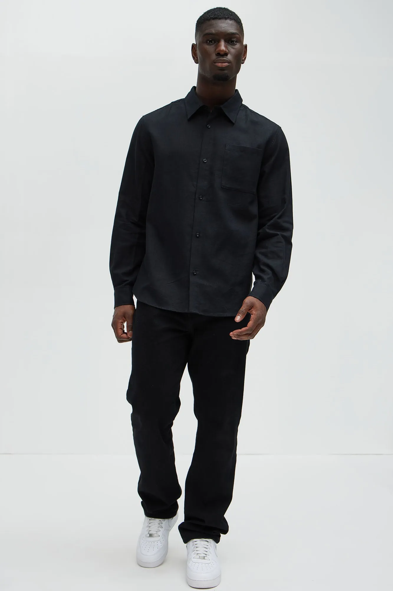 Bahamas Linen Long Sleeve Shirt - Black