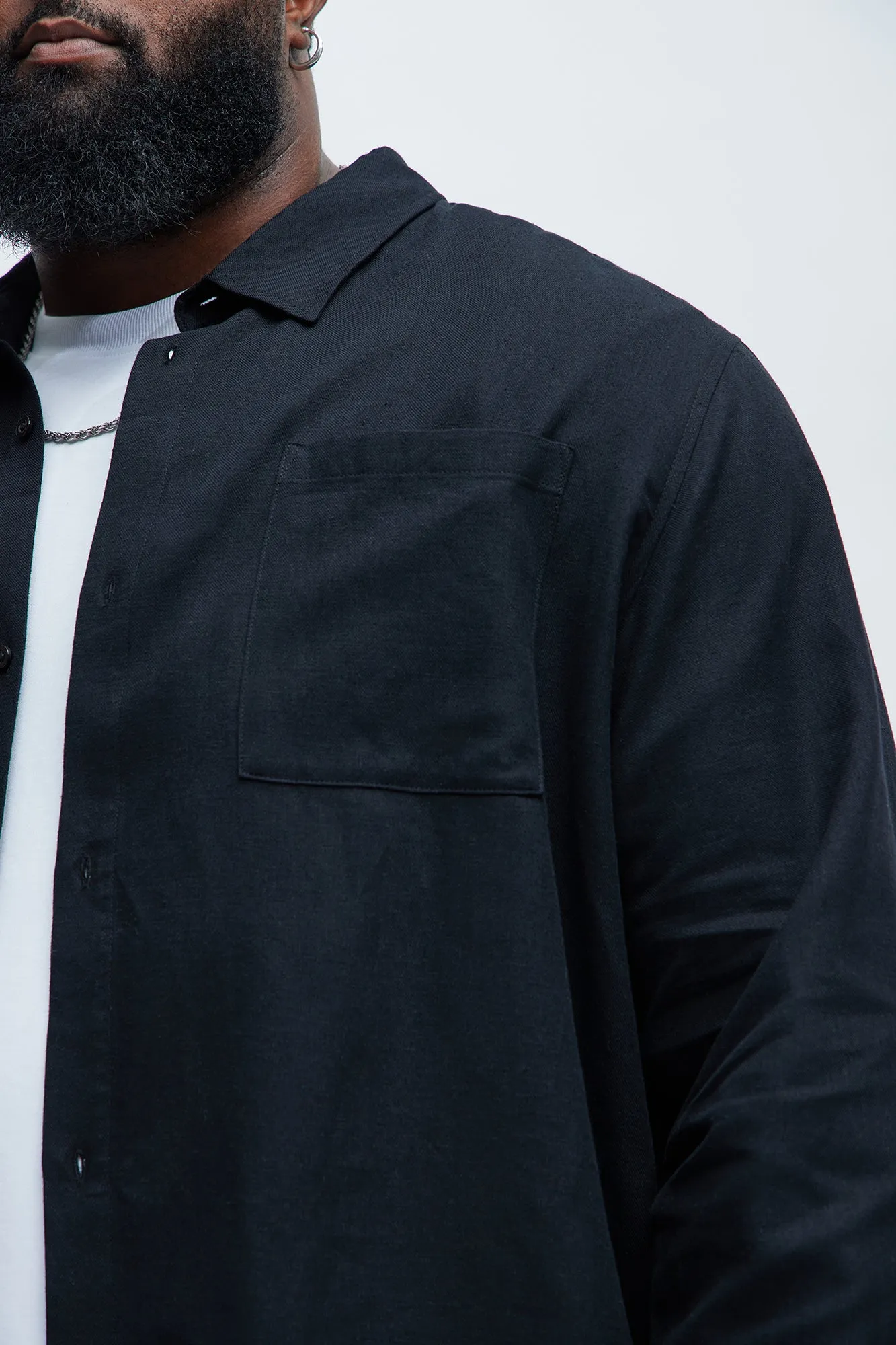 Bahamas Linen Long Sleeve Shirt - Black