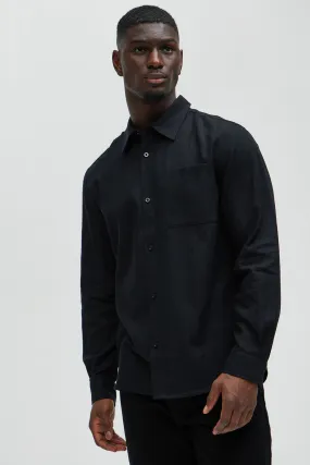 Bahamas Linen Long Sleeve Shirt - Black