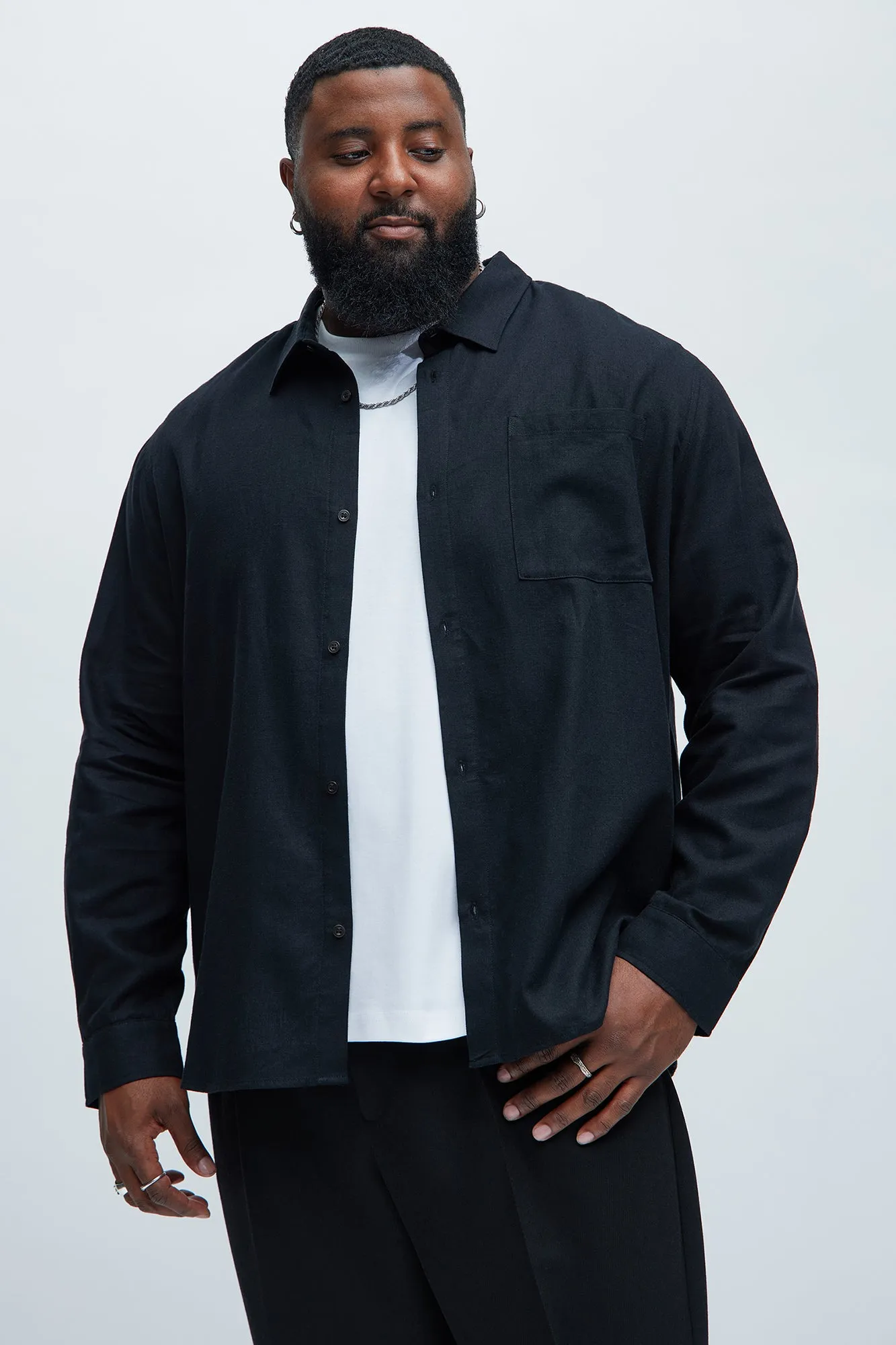 Bahamas Linen Long Sleeve Shirt - Black