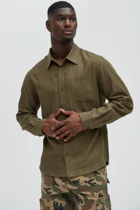 Bahamas Linen Long Sleeve Shirt - Olive
