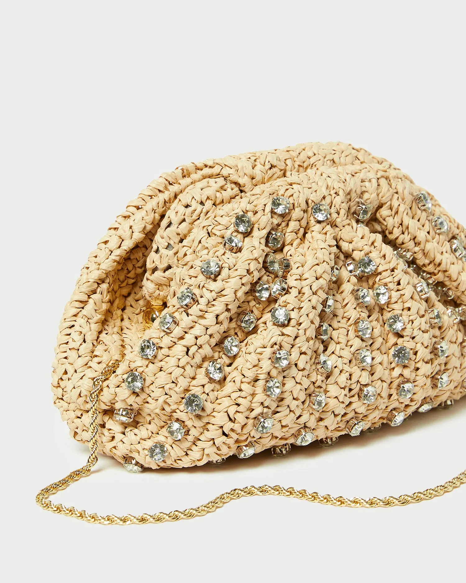 Bailey Natural/Crystal Dome Clutch