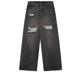 Balenciaga Grey Distressed Baggy Jeans