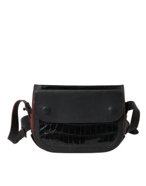 Balenciaga Leather Alligator Camera Bag In Noir
