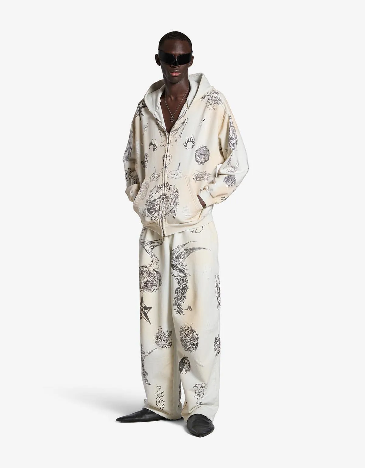 Balenciaga Off White Tat Baggy Sweat Pants