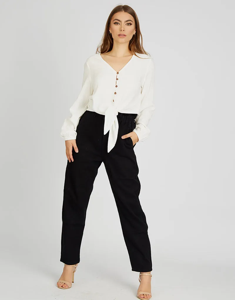 Balloon Elastic Waist Denim Pants