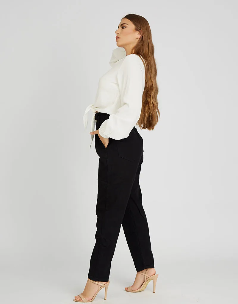 Balloon Elastic Waist Denim Pants