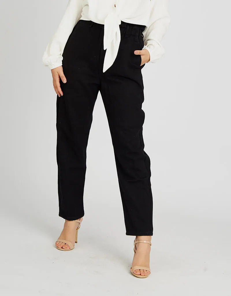 Balloon Elastic Waist Denim Pants