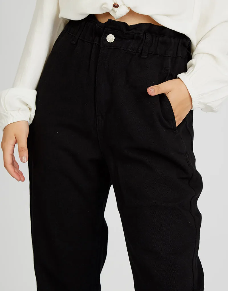 Balloon Elastic Waist Denim Pants