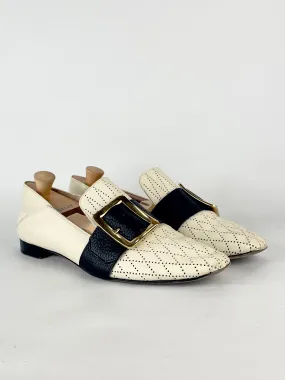 Bally Janelle White Leather Perforated Loafers - EU41