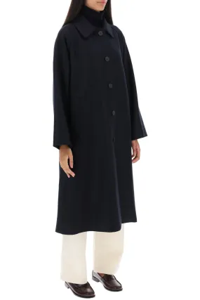 balmacaan coat in pressed wool