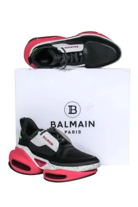 Balmain - Black, White & Pink Chunky "B-Bold" Sneakers Sz 10