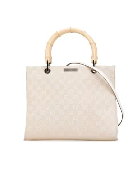 Bamboo Canvas Satchel with Detachable Strap and Interior Zip Compartments