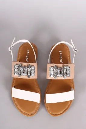 Bamboo Double Band Bejeweled Flat Sandal