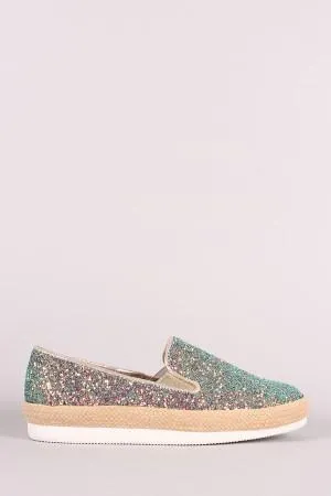 Bamboo Encrusted Glittery Slip-On Loafers