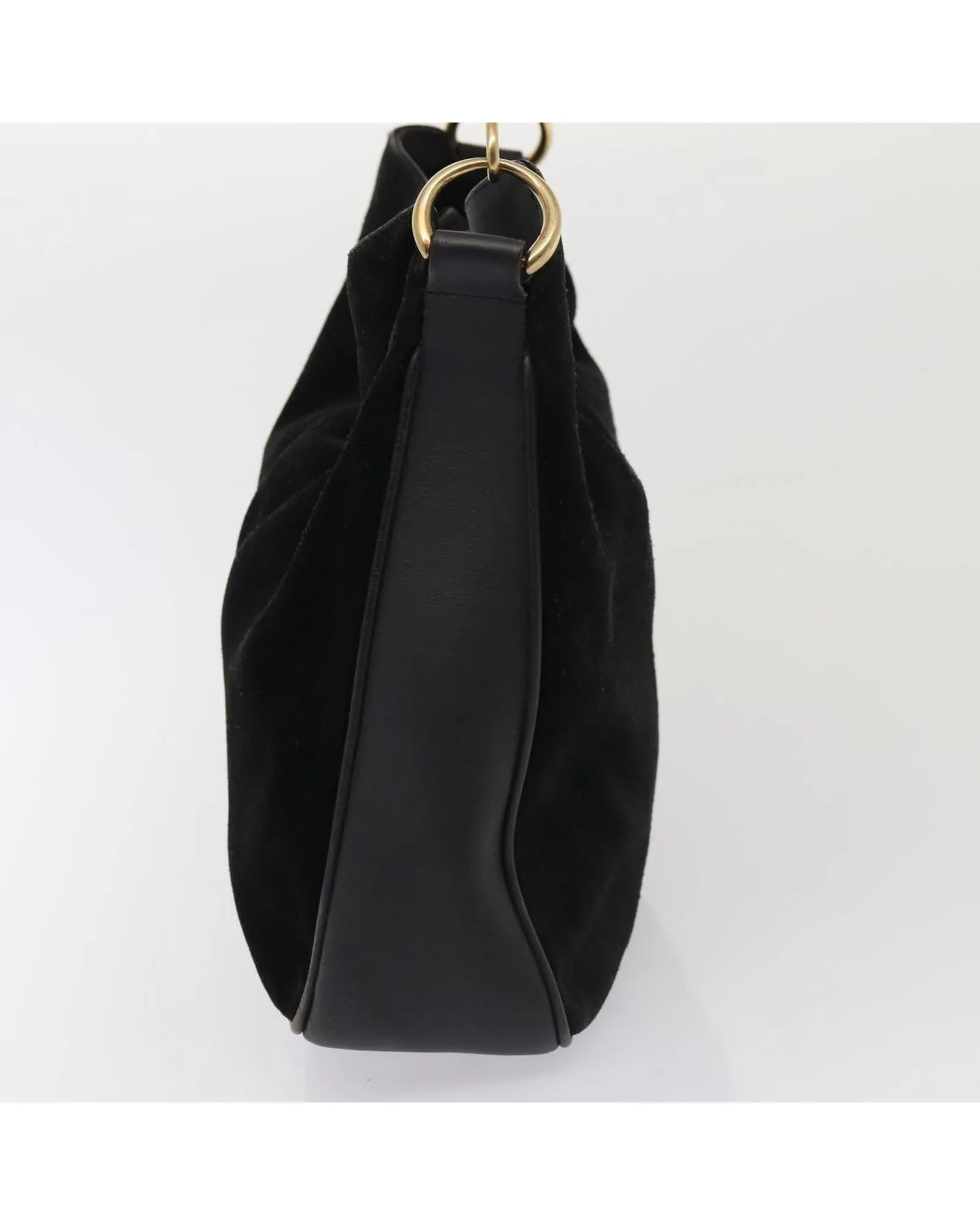 Bamboo Handle Suede Handbag with Shoulder Strap