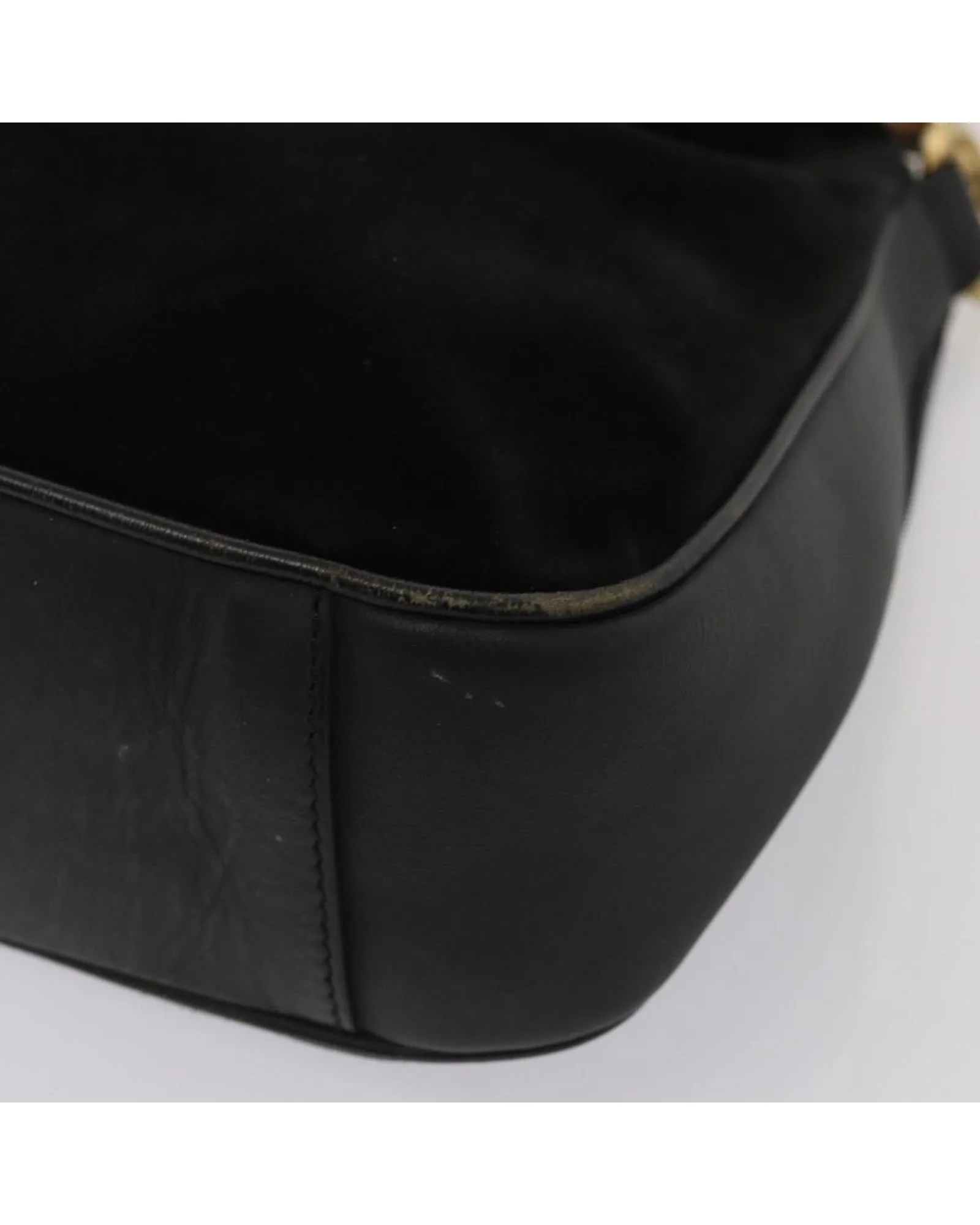 Bamboo Handle Suede Handbag with Shoulder Strap