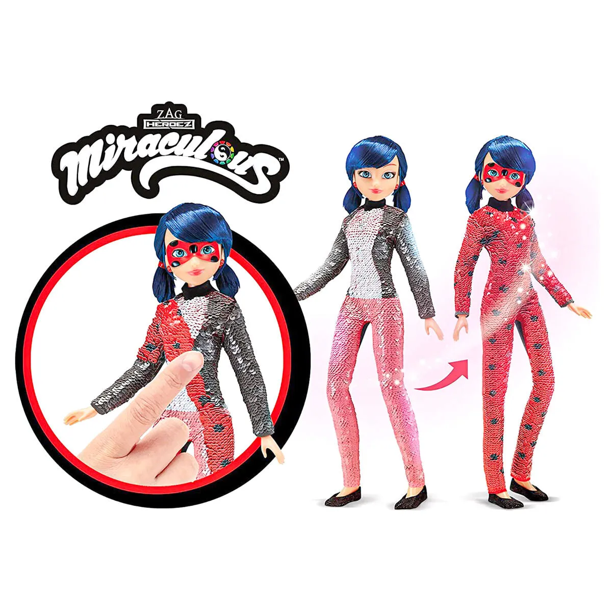 Bandai Miraculous Ladybug Fashion Flip Marinette to Ladybug Doll
