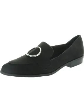 BAR III Womens Black Buckle Accent Padded Involve Pointed Toe Block Heel Slip On Loafers Shoes M