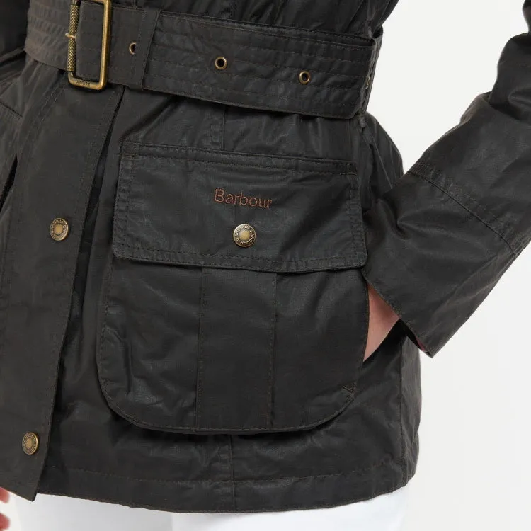 Barbour Ladies Belted Beadnell Wax Jacket - Rustic/Classic
