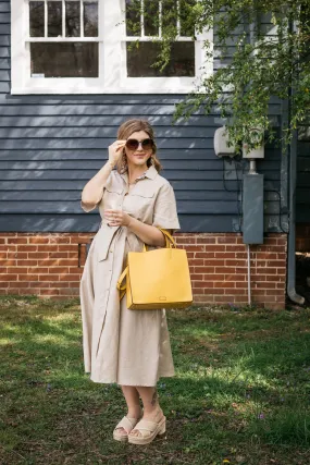 Barbour Margaret Linen Midi Shirtdress Safari