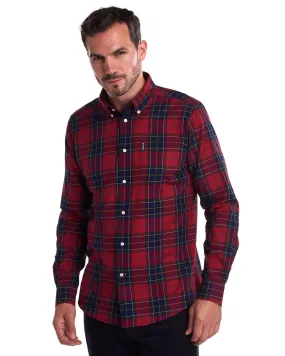 Barbour Wetheram Red Tartan Plaid Button Down Collar Shirt in Tailored Fit