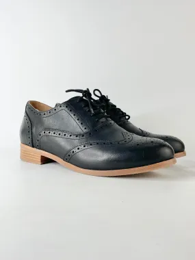 Bared Black Oxford-Tip Leather Brogues - EU42