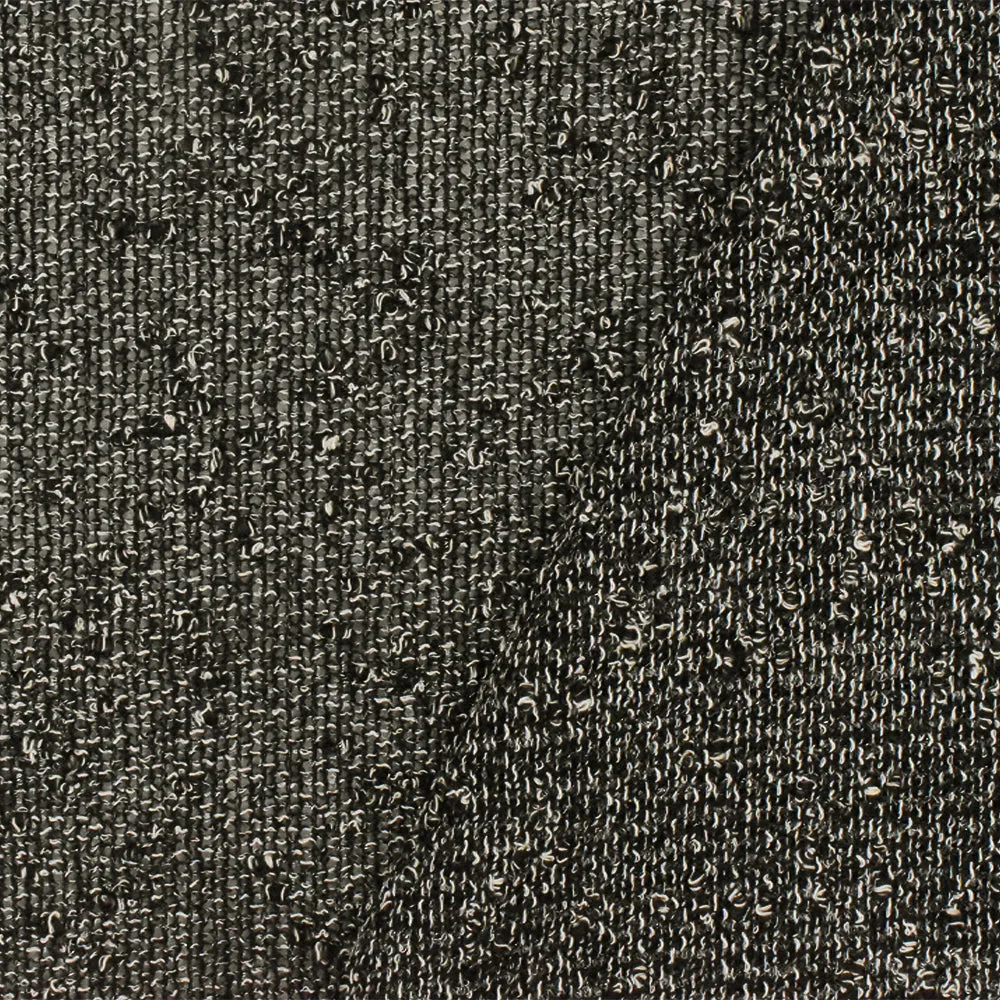 Basic Black-Ivory Textured Semi-Sheer Woven Fabric