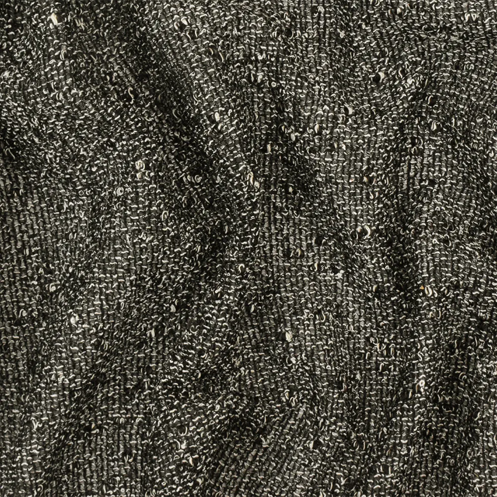 Basic Black-Ivory Textured Semi-Sheer Woven Fabric