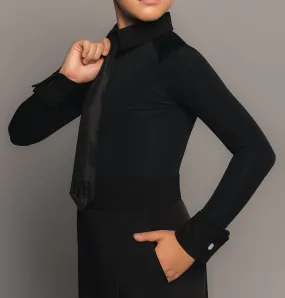 Basic Boys' Ballroom Shirt - Black (with trunks)